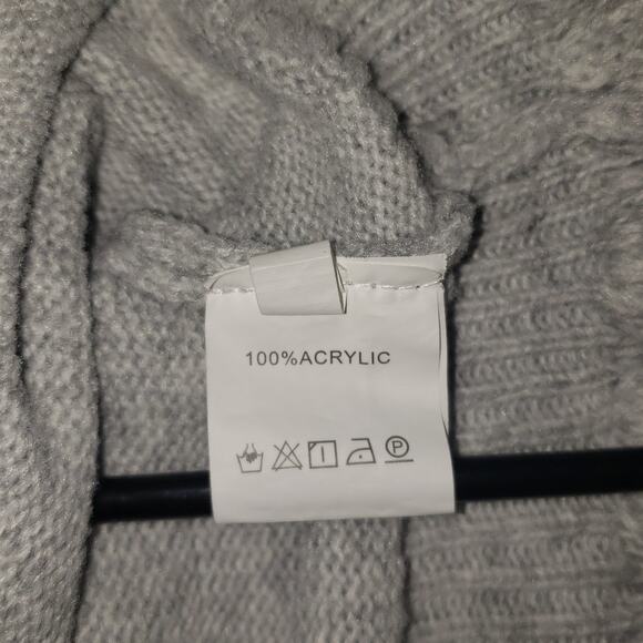 Vintage Gray Acrylic Cardigan Womens Medium Shank Buttons Ruffle Trim - Picture 7 of 8